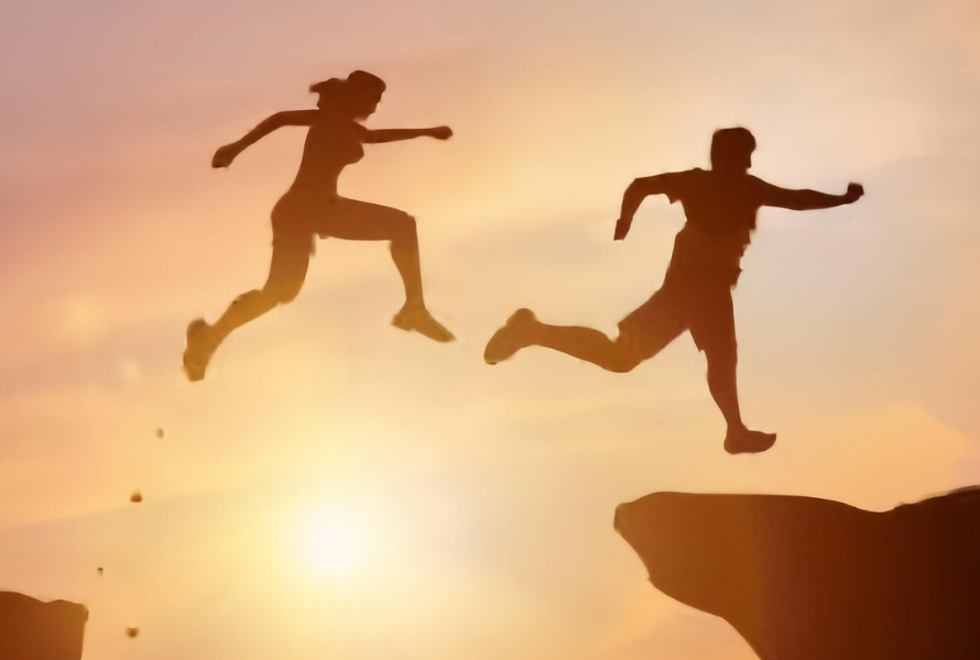 An executive coach guiding a leader through challenges in a modern business environment, symbolising the transformative journey of executive coaching